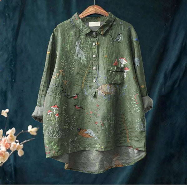 Emília - Chemise Décontractée avec Motif Animaux et Forêt