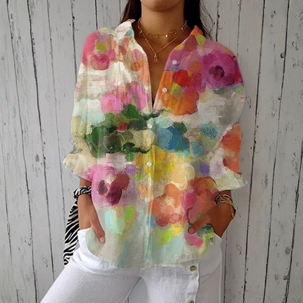 Inês - Blouse Aquarelle Florale Élégante