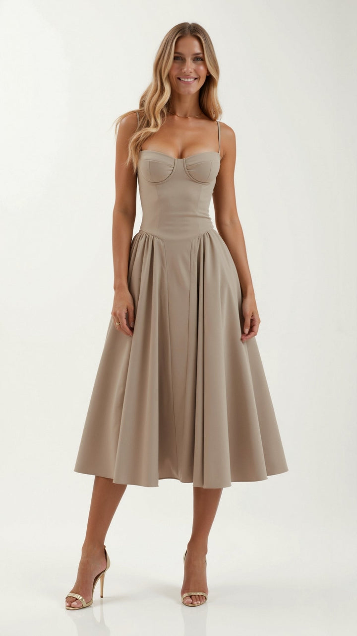 Odete - Robe midi à corsage structuré