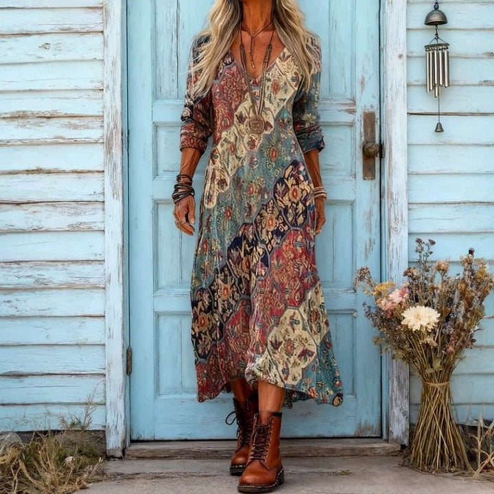 Maria - Robe Décontractée à Manches Longues avec Inspiration Vintage