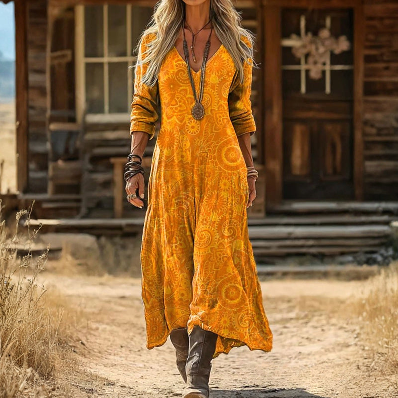 Maria - Robe Casual à Manches Longues avec Inspiration Vintage