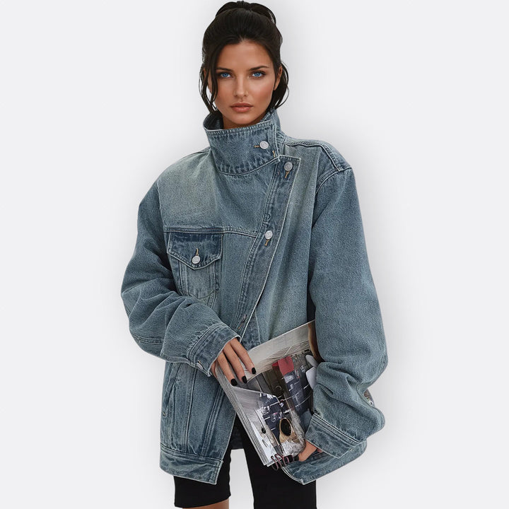 Sílvia - Veste Vintage Col Haut Asymétrique