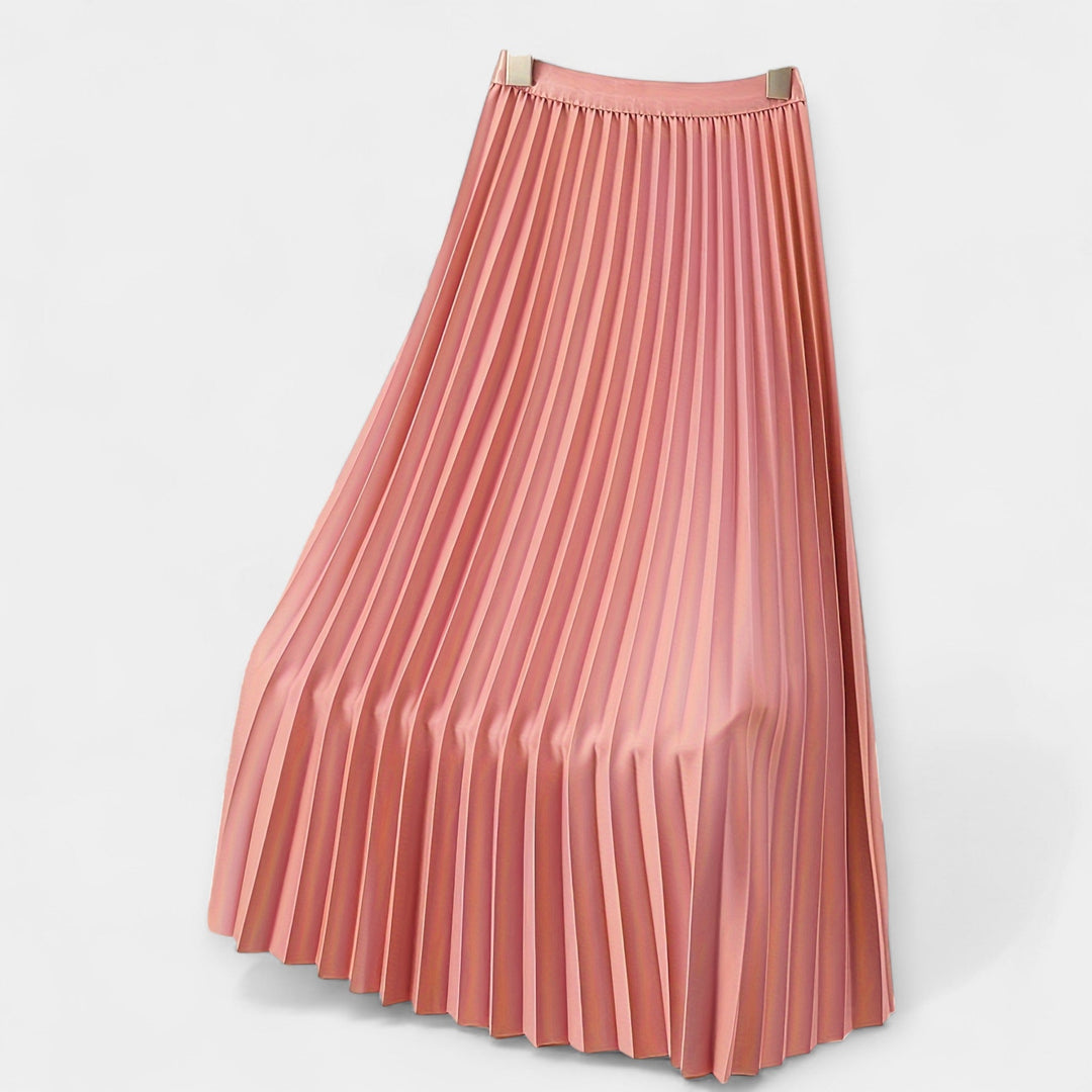Jupe Longue Plissée en Satin