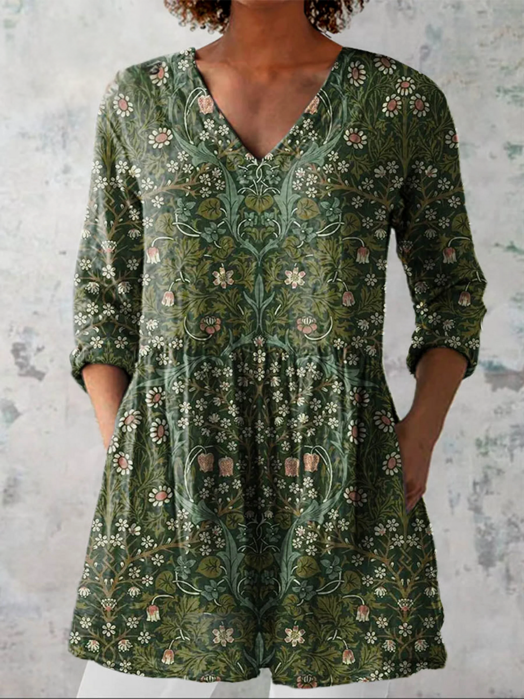 Julie | Long V-Neck Blouse