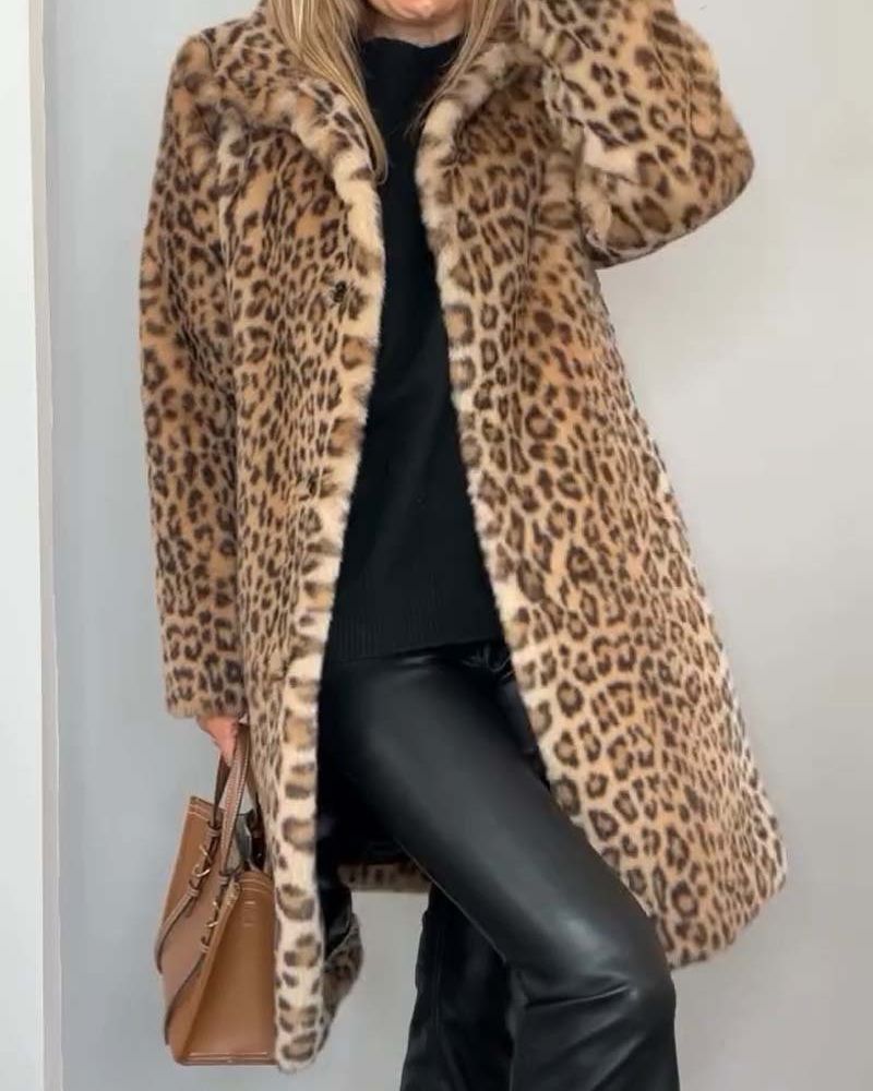 Leia - Manteau Long Léopard