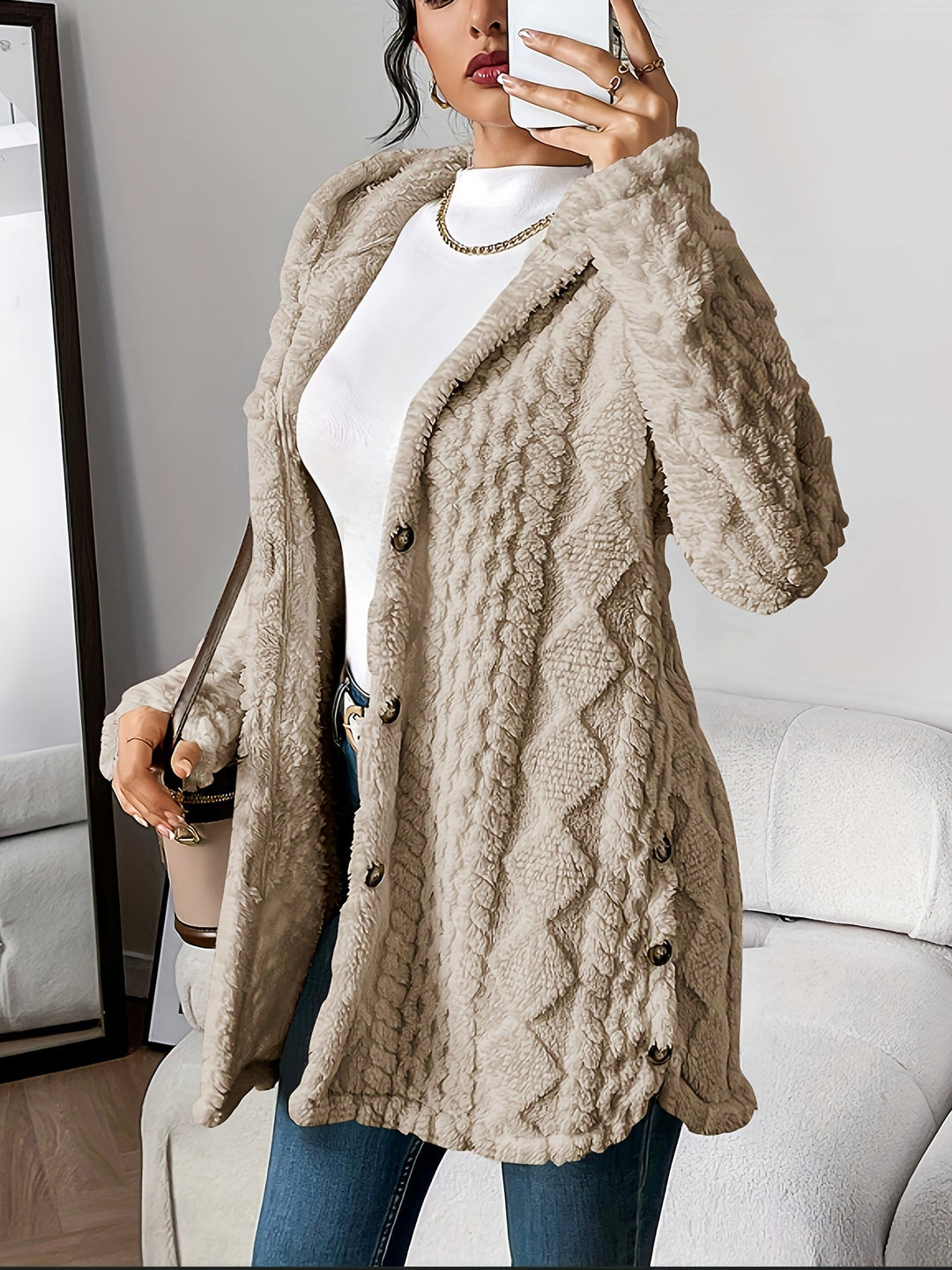 Sara - Manteau à capuche en peluche