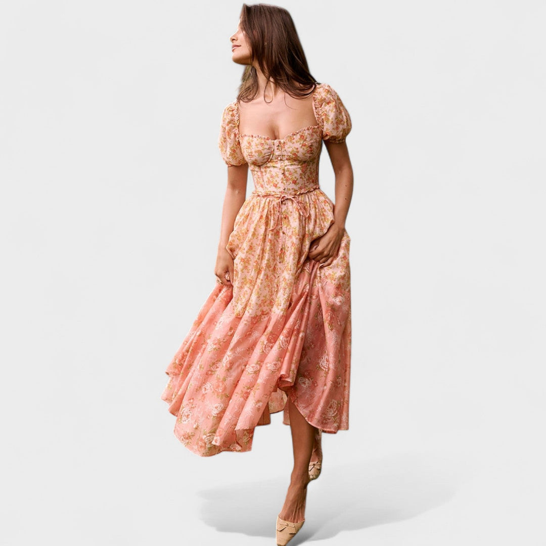 Valentina - Robe Florale Corail