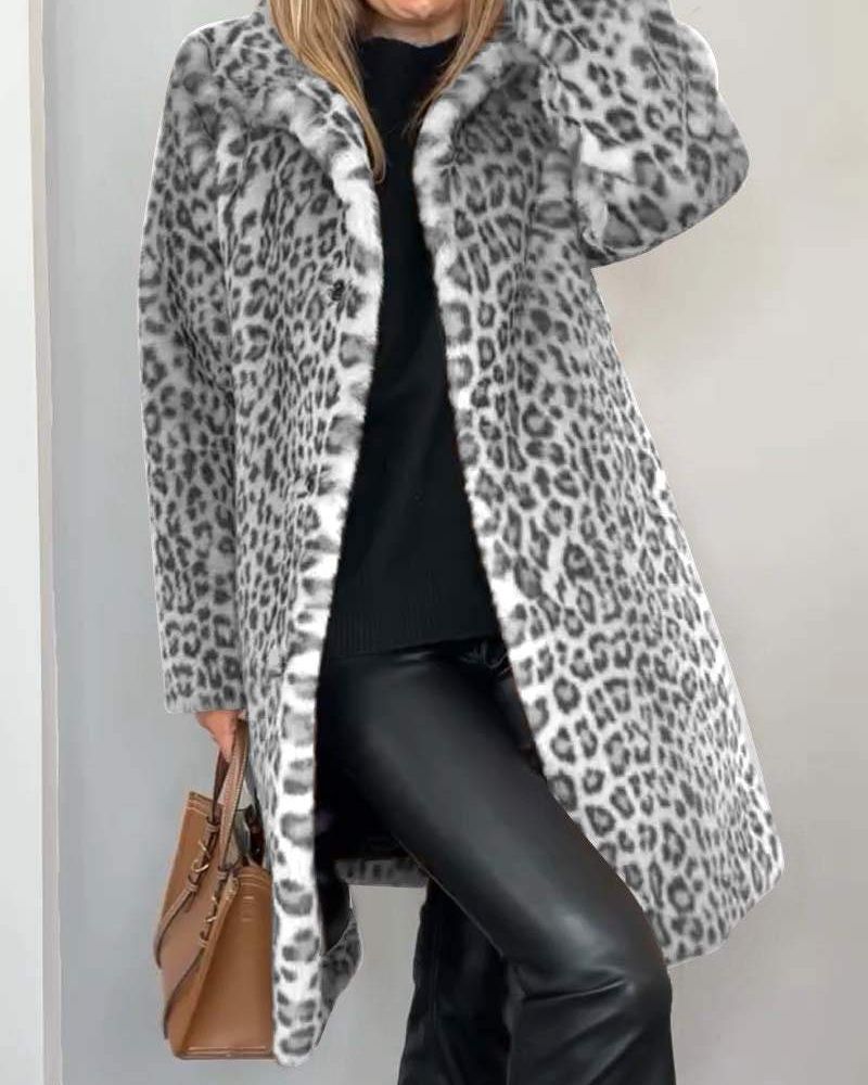 Leia - Manteau Long Léopard