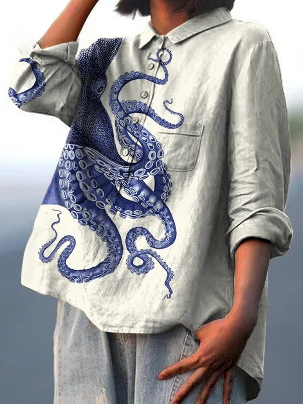 Amélia - T-shirt décontracté avec impression de tentacules de pieuvre