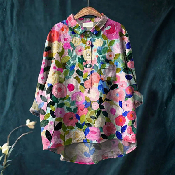 Lea - Chemise Casual Imprimée avec Fleurs Colorées de Printemps