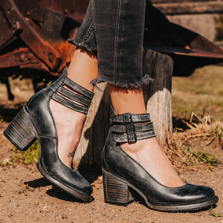 Ginevra - Chaussures à talons hauts avec multiples lanières et semelle épaisse