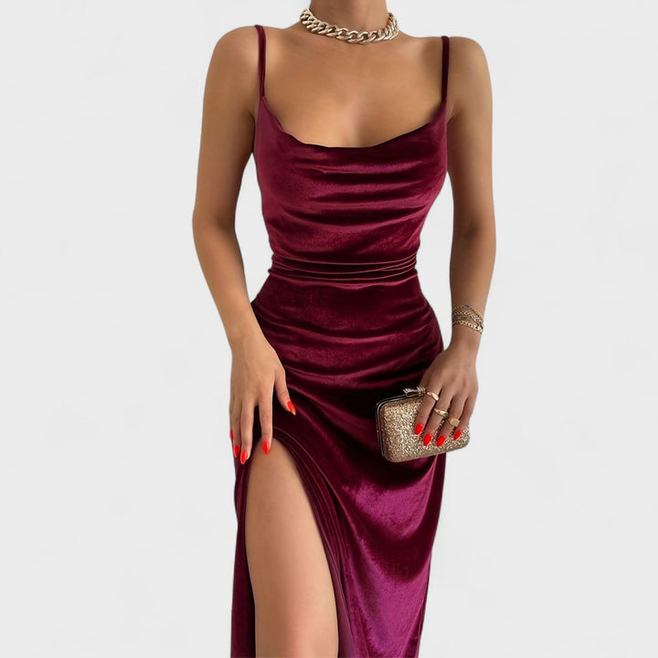 Gabriela - Robe en velours avec fente