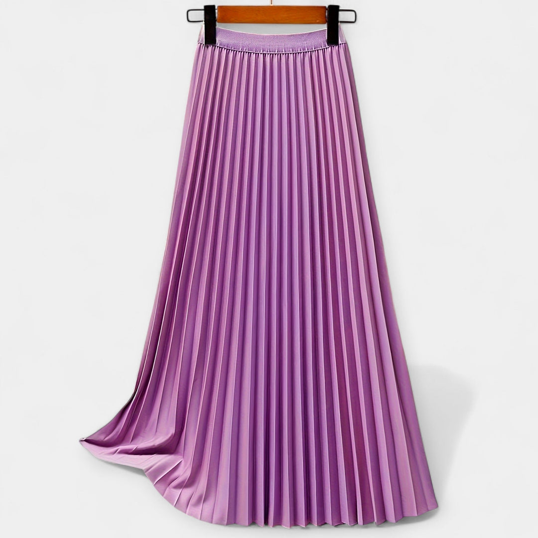 Jupe Longue Plissée en Satin