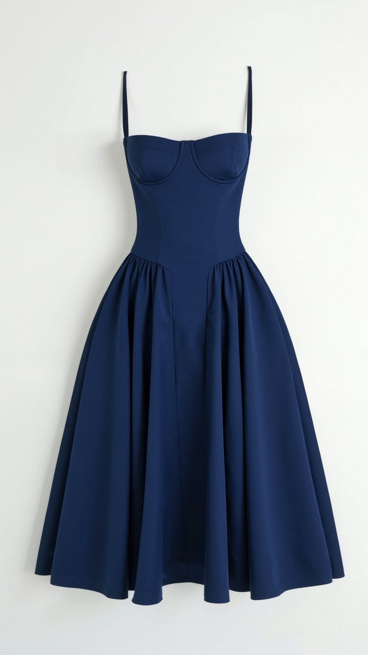 Odete - Robe midi à corsage structuré