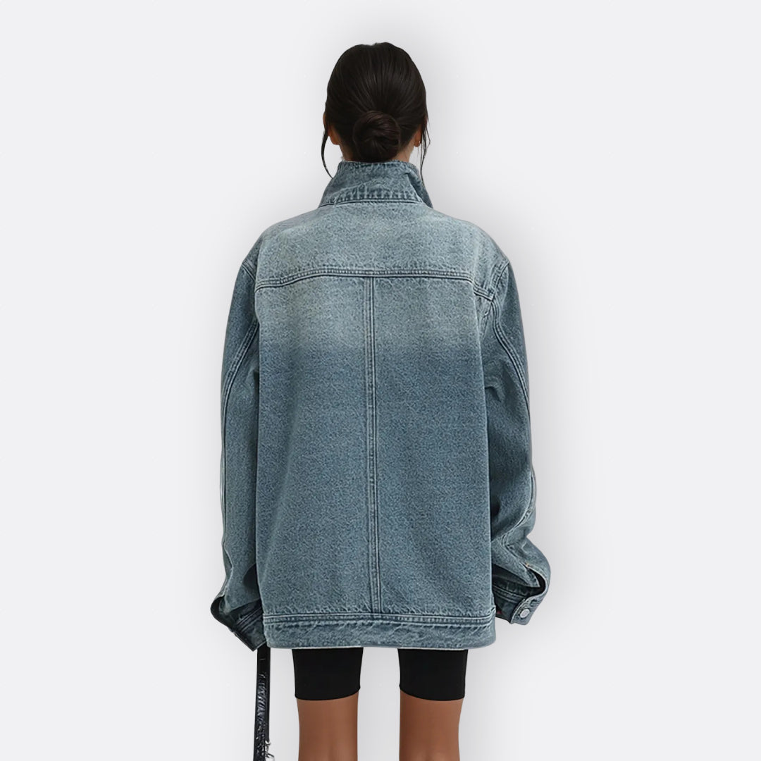 Sílvia - Veste Vintage Col Haut Asymétrique