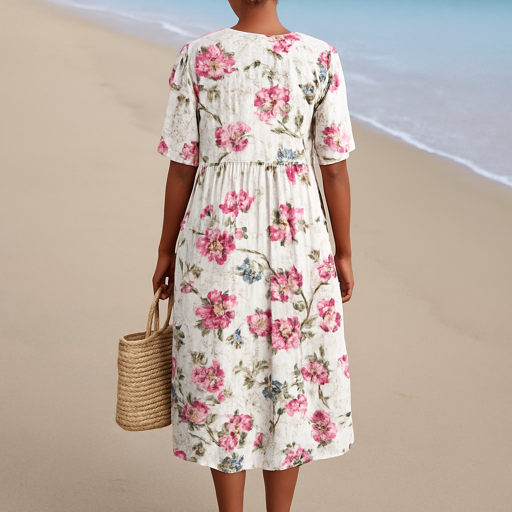 Sílvia - Robe Florale Vintage Style Lin