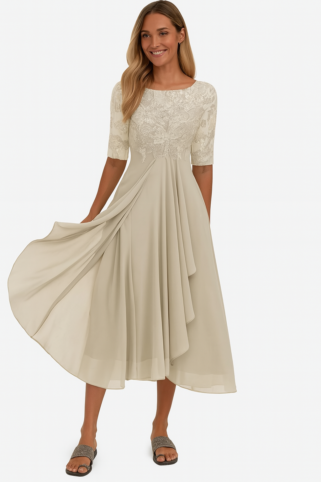 Valentina - Robe en Dentelle à Manches 3/4