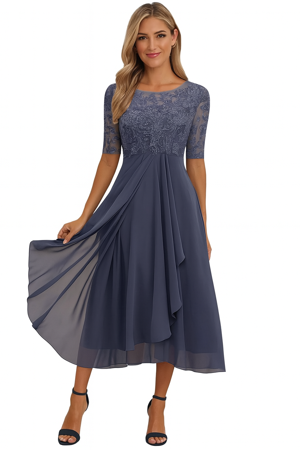 Valentina - Robe en Dentelle à Manches 3/4