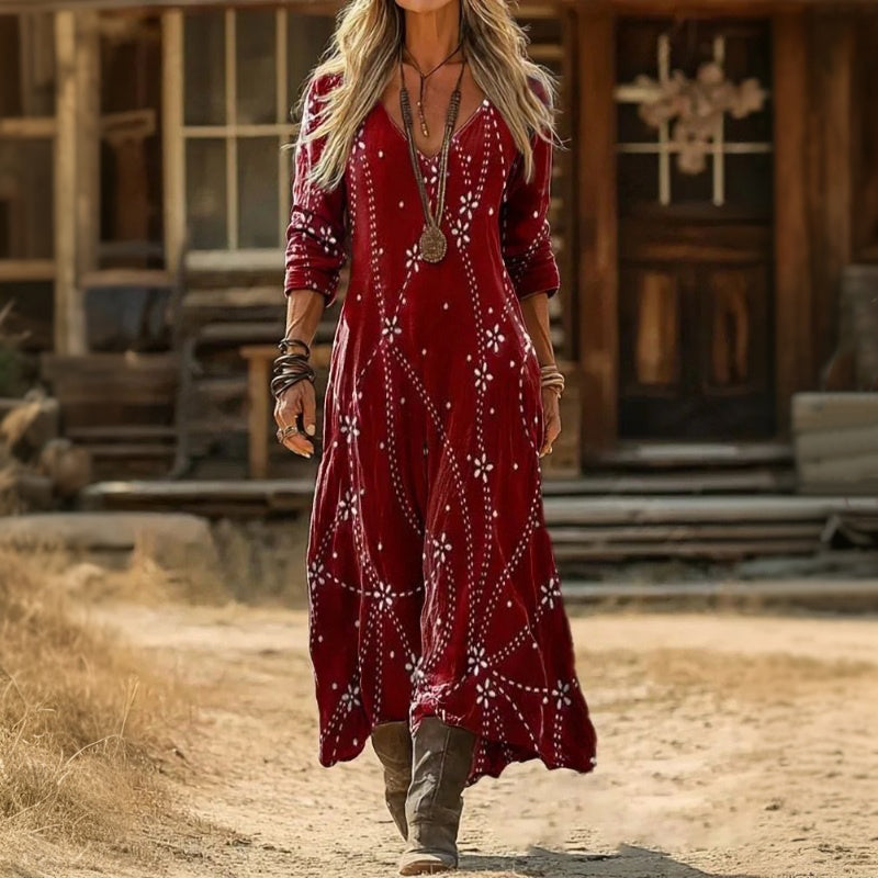 Maria - Robe Décontractée à Manches Longues avec Inspiration Vintage