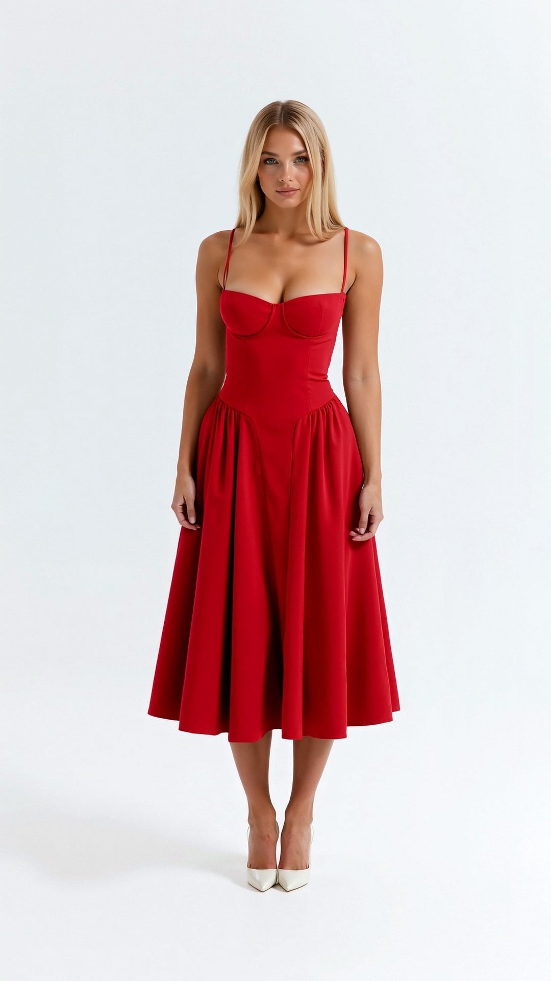 Odete - Robe midi à corsage structuré