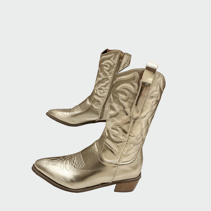 Bottines de cowboy métalliques