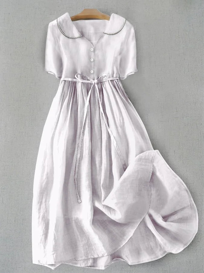 Robe Midi Isla – Élégante et Confortable en Mélange de Coton et Lin pour Femmes