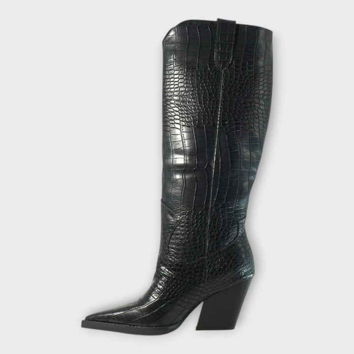 Bottes au Design Croco et Talon Élégant