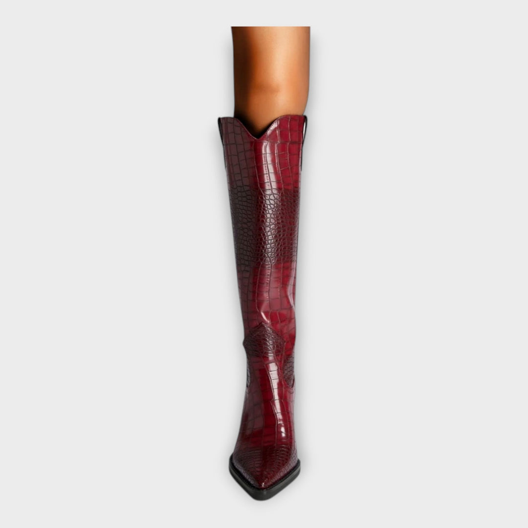 Bottes au Design Croco et Talon Élégant