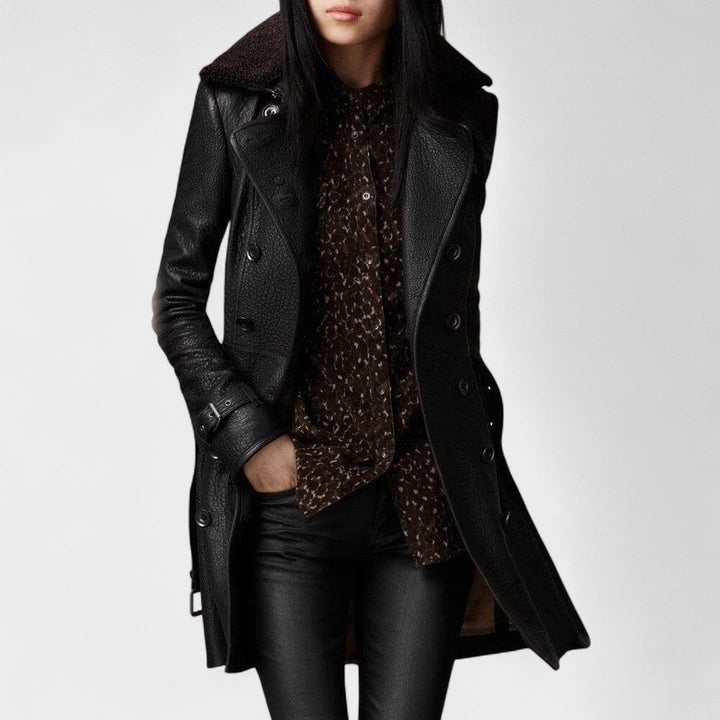 Joana - Manteau Élégant 3/4 en Cuir
