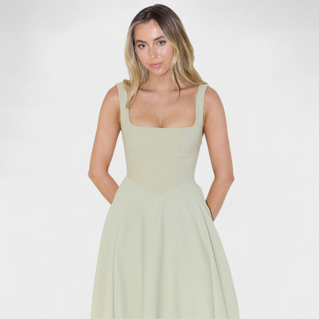 Maribel - Robe Midi décolleté carré