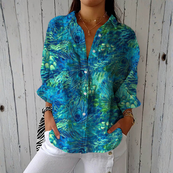 Leila - Blouse avec Imprimé de Plumes