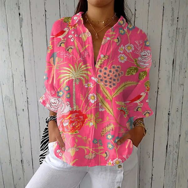 Joana - Blouse Tropicale Imprimé Floral