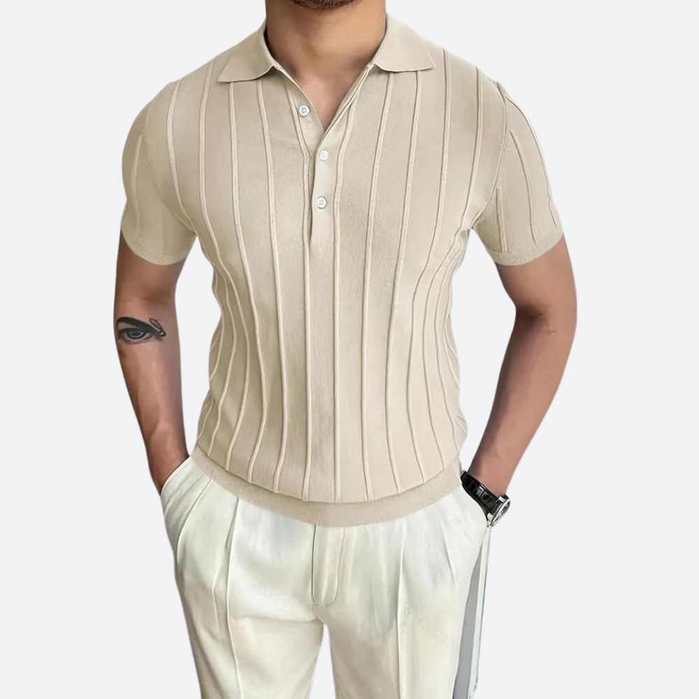 Chemise Polo - Mélange Élastique Col V