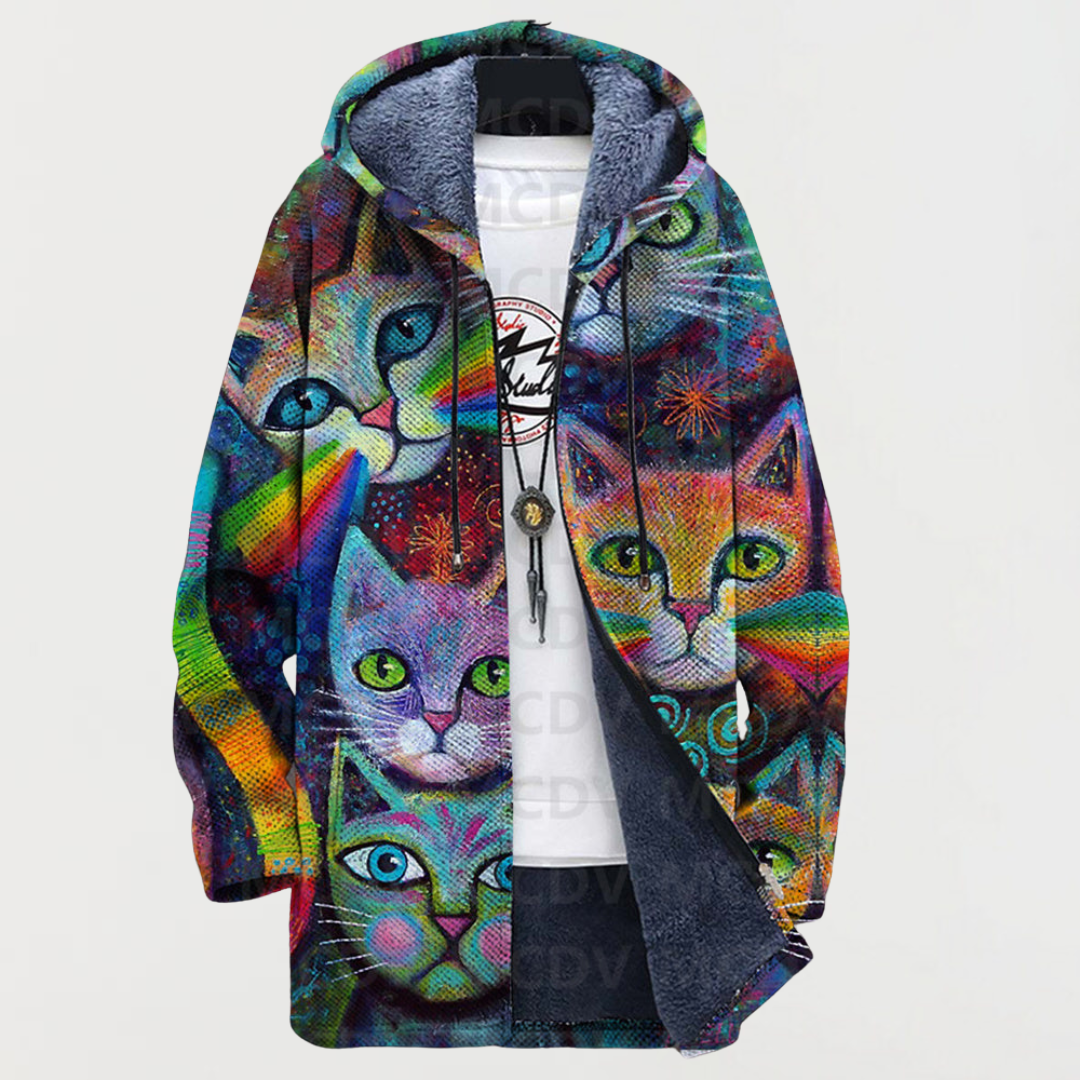Sweatshirt avec chat en arc-en-ciel