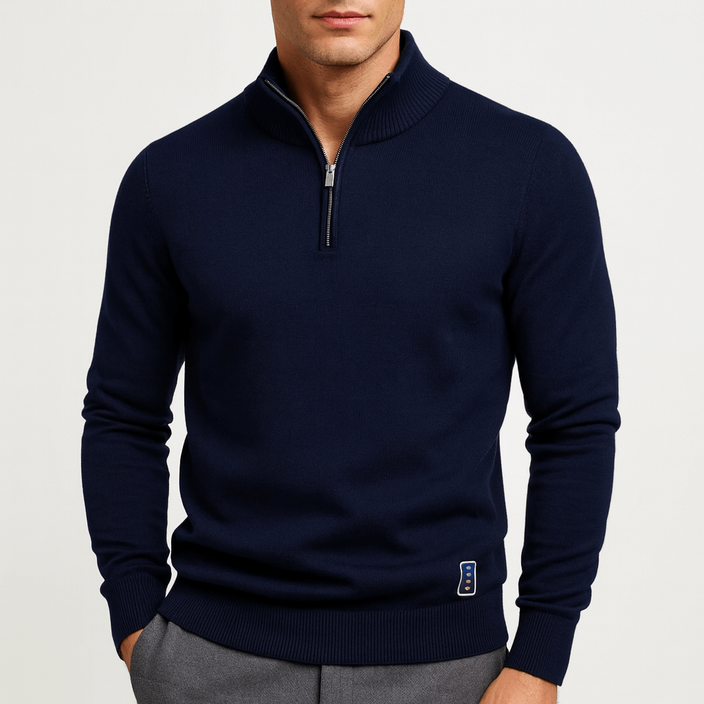 Sweater à Col Zippé - Coupe Ajustée