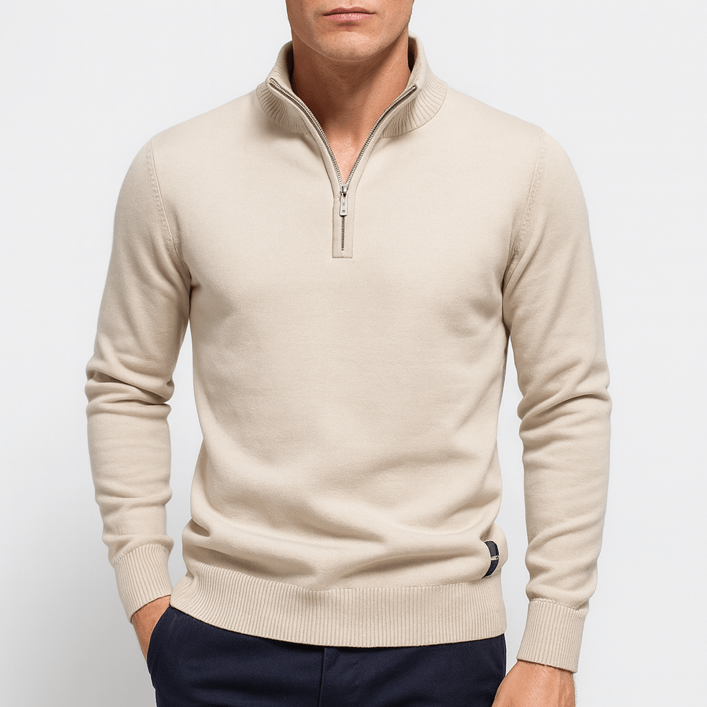 Sweater à Col Zippé - Coupe Ajustée