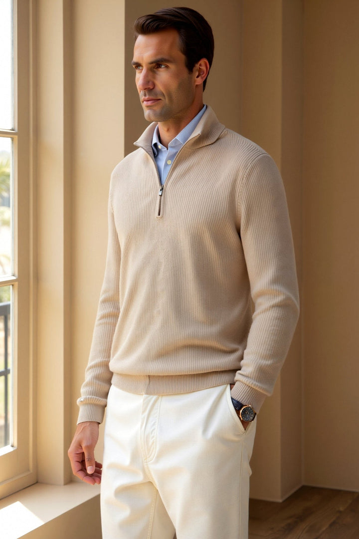 Sweater à Col Montant avec Fermeture Éclair