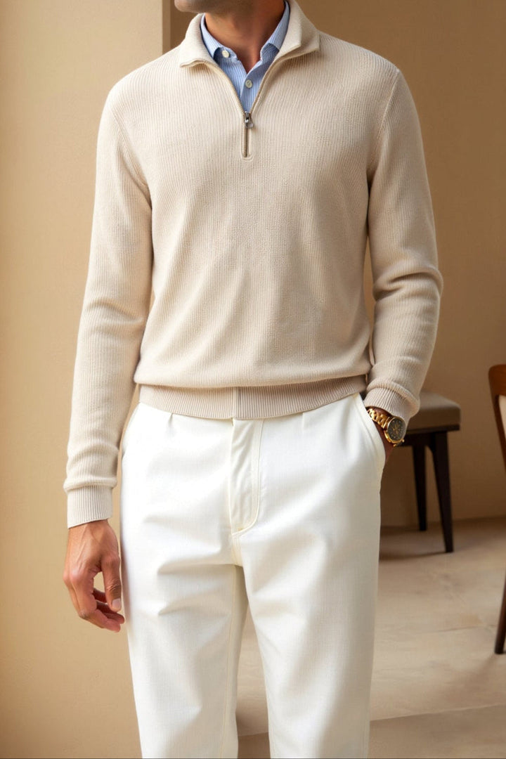 Sweater à Col Montant avec Fermeture Éclair