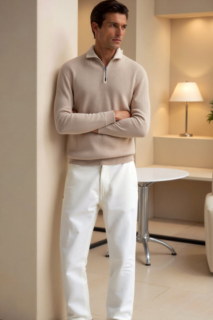 Sweater à Col Montant avec Fermeture Éclair