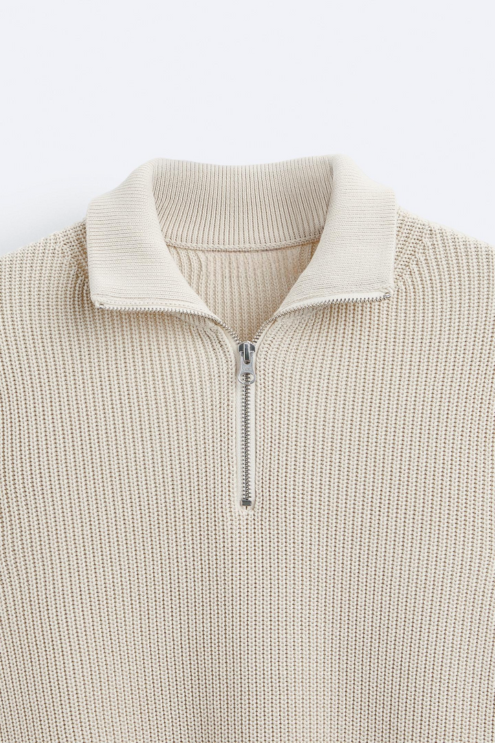 Sweater à Col Montant avec Fermeture Éclair