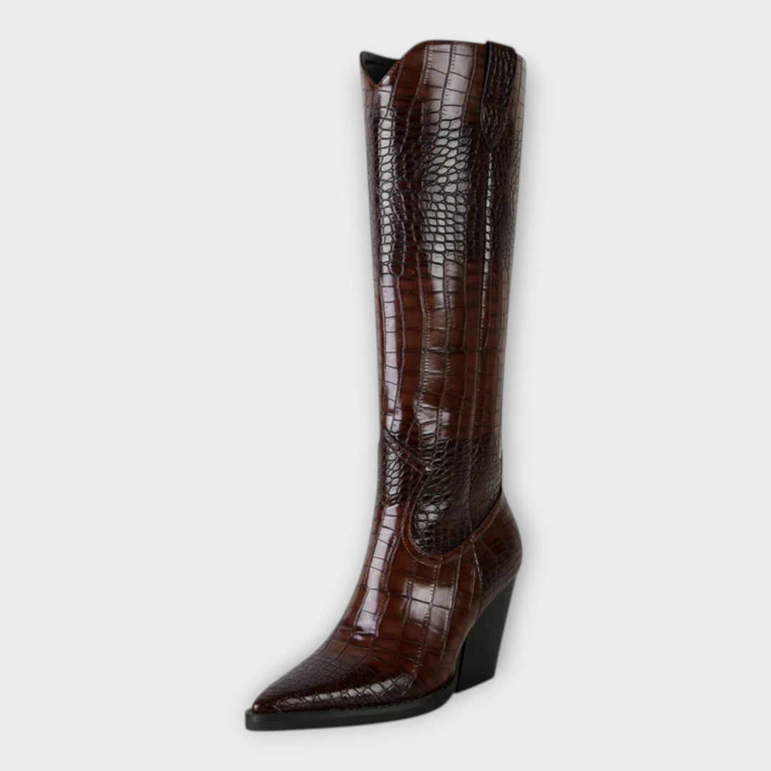 Bottes au Design Croco et Talon Élégant