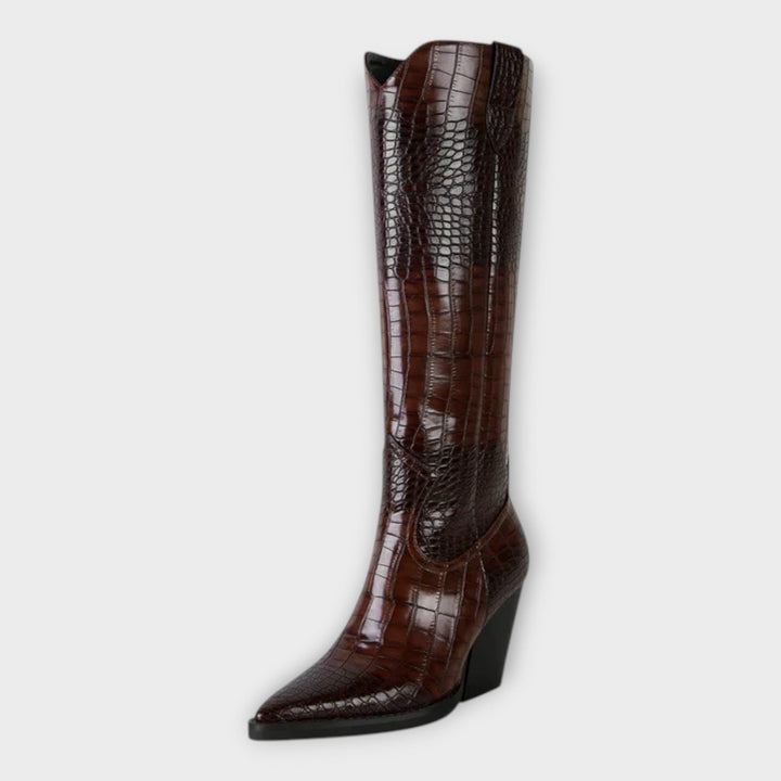 Bottes au Design Croco et Talon Élégant