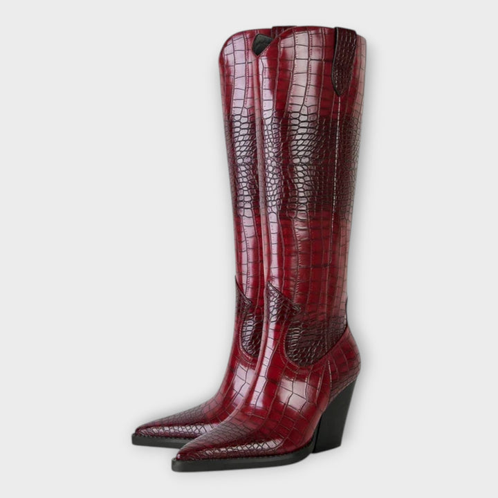 Bottes au Design Croco et Talon Élégant