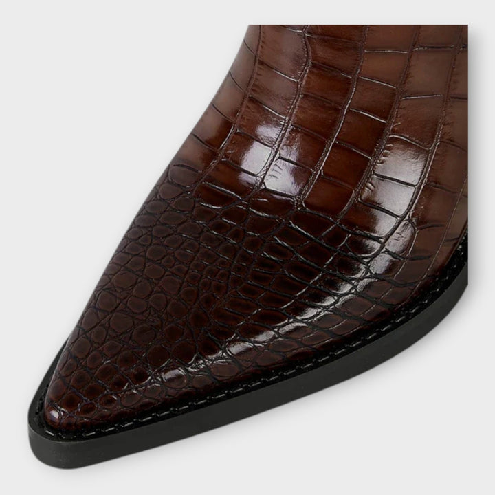 Bottes au Design Croco et Talon Élégant