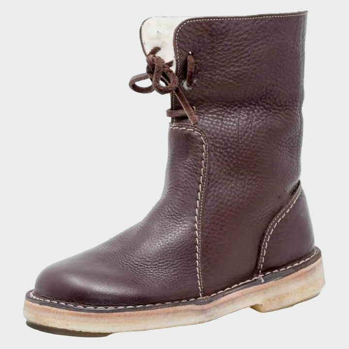Bottines en cuir imperméables avec doublure en laine
