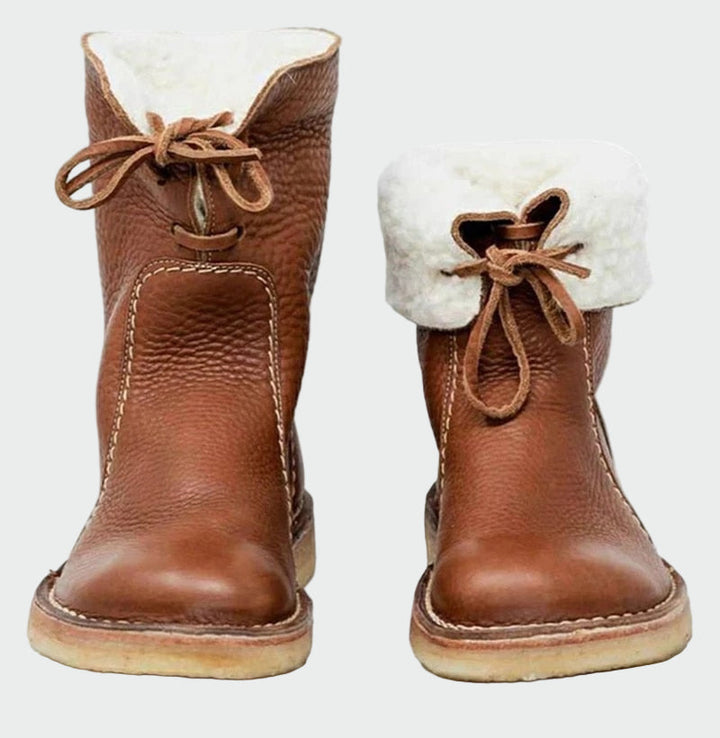 Bottines en cuir imperméables avec doublure en laine