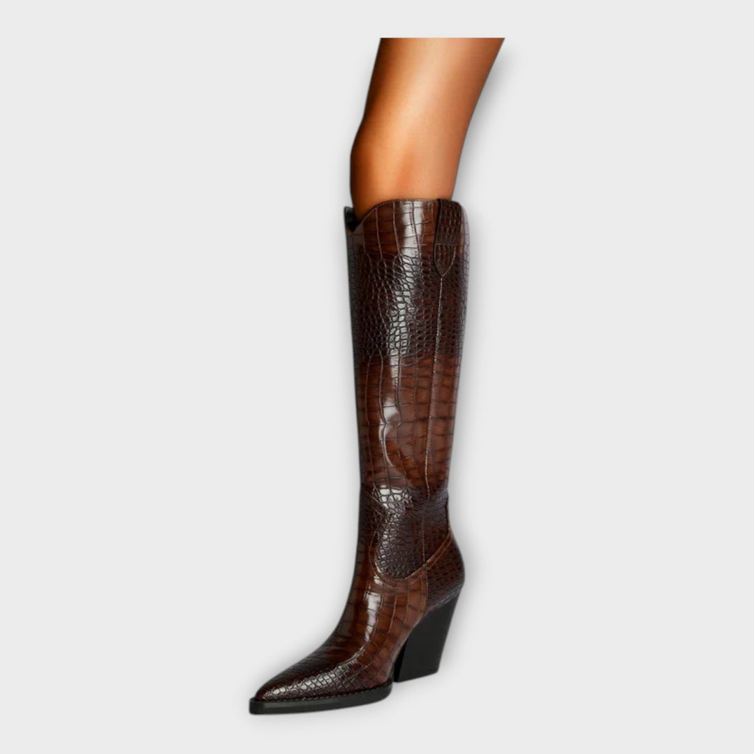 Bottes au Design Croco et Talon Élégant