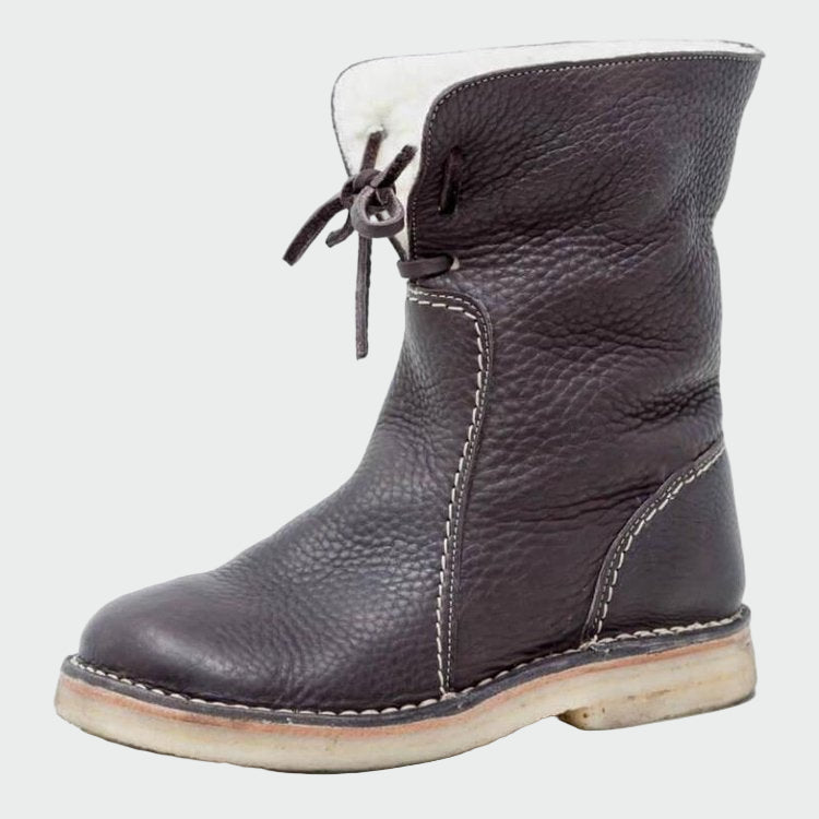 Bottines en cuir imperméables avec doublure en laine