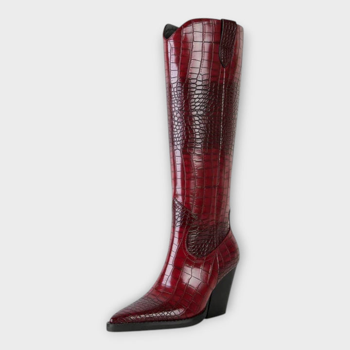 Bottes au Design Croco et Talon Élégant