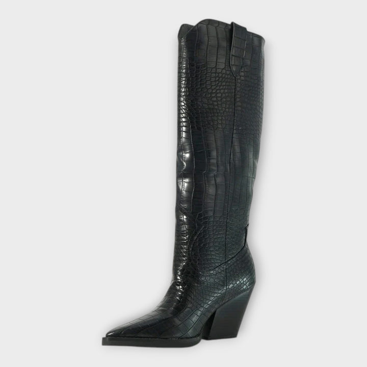 Bottes au Design Croco et Talon Élégant